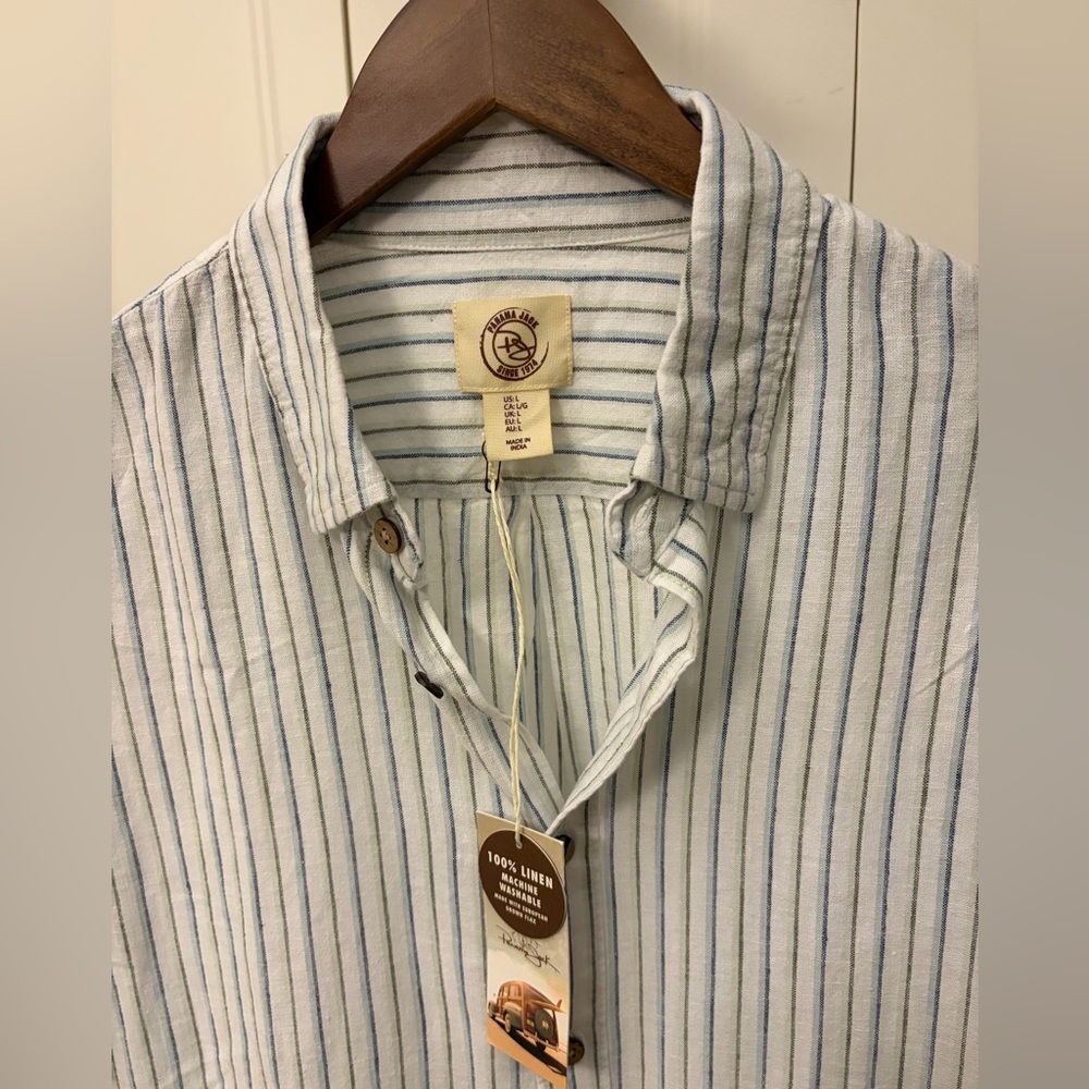 Panama Jack Blue Striped Linen Shirt